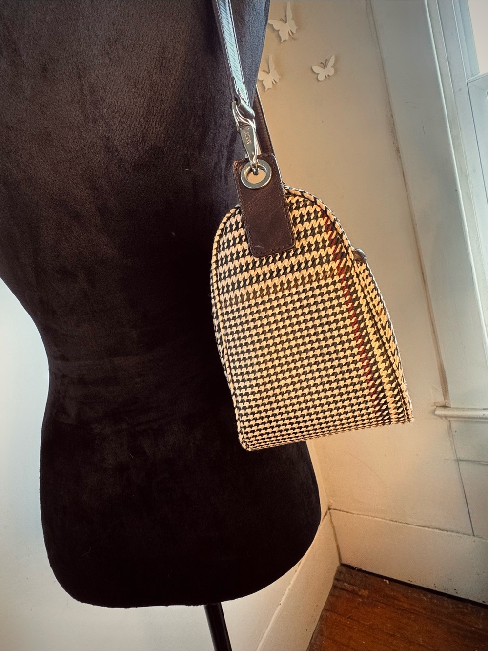 ‼️SOLD‼️ Vintage 1993 Ralph Lauren Houndstooth Shoulder Bag - Picture 3 of 6